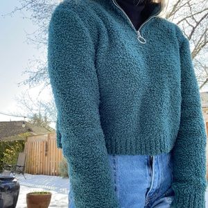 Green fluffy mid jacket